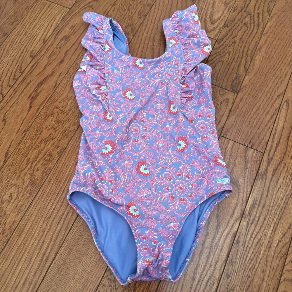 Girls Vineyard Vines One Piece Swimsuit Purple/Red Size XS (5-6)